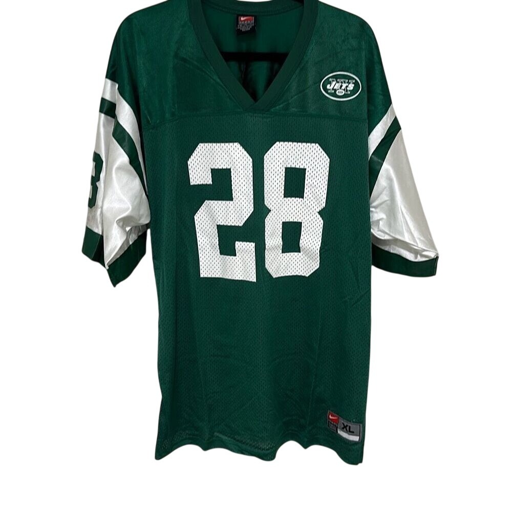 Vintage Nike Mens Green White 2000's Curtis Martin New York Jets Jersey XL